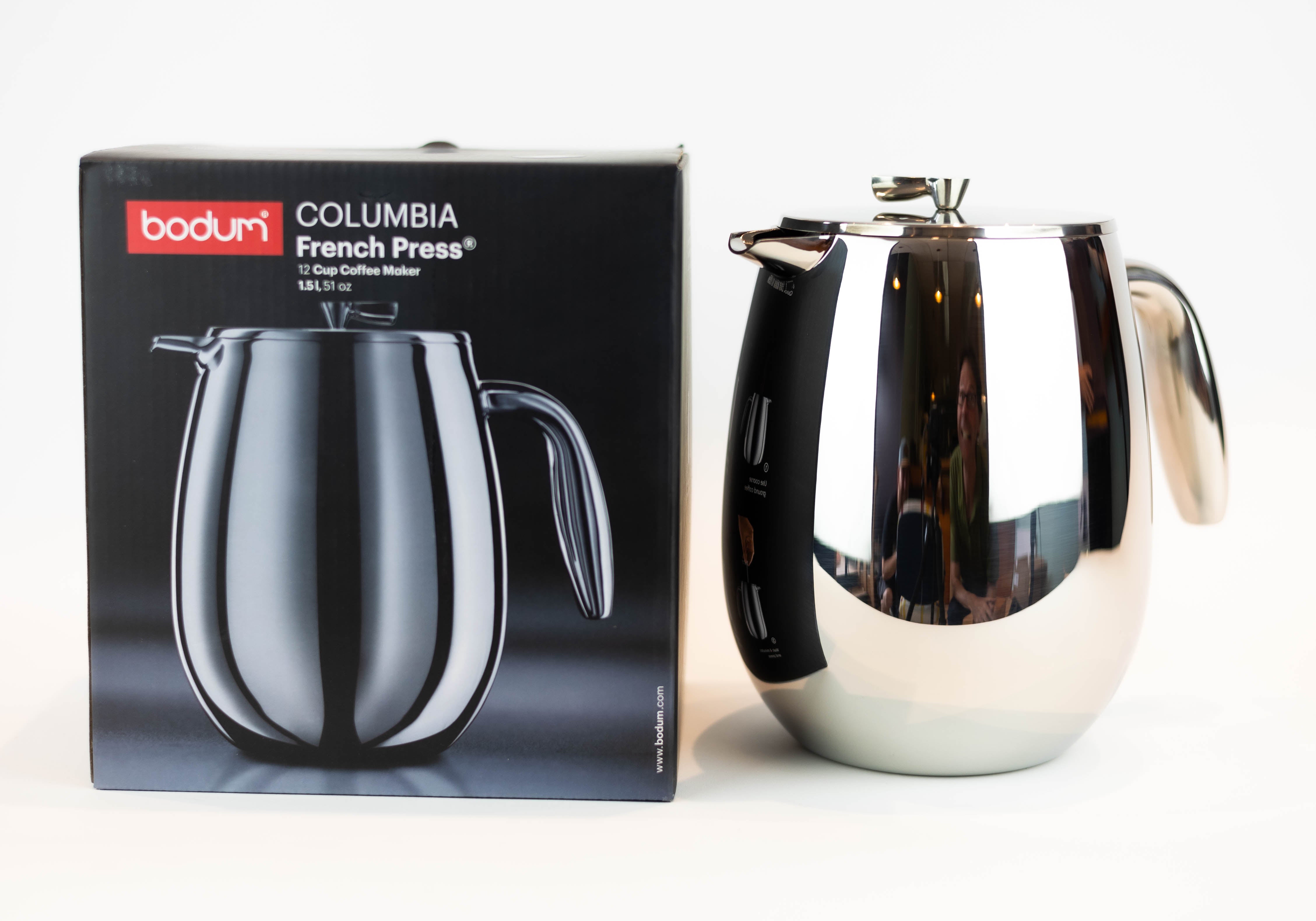 BODUM Columbia Stainless Steel French Press Thermal Insulated Coffee Maker  34 Oz