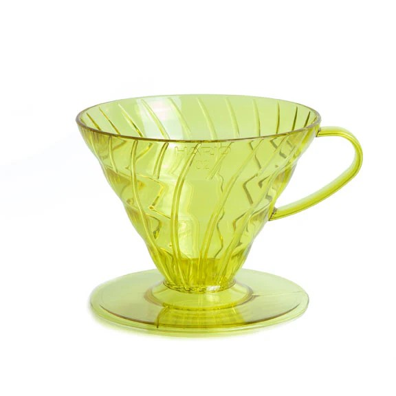 a yellow clear plastic hario v60