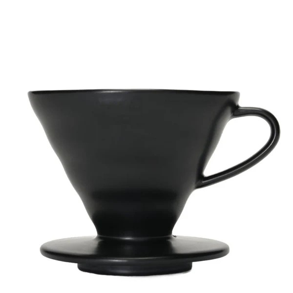 a black ceramic hario v60