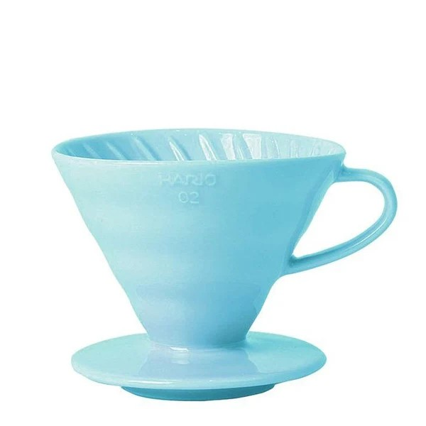 a light blue ceramic hario v60