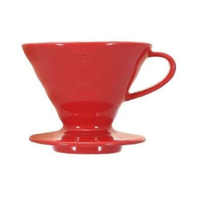 a red ceramic hario v60