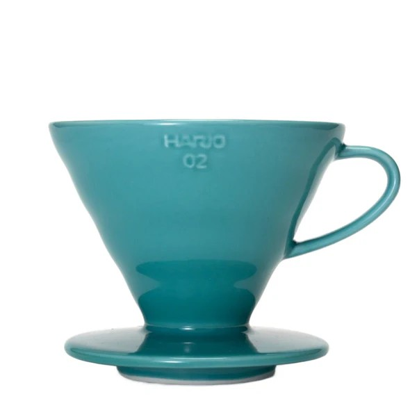 a teal ceramic hario v60